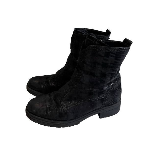 Gabor Plaid Black/Gray Metallic Combat Ankle Boots, UK 6/US 8.5 - Picture 4 of 14